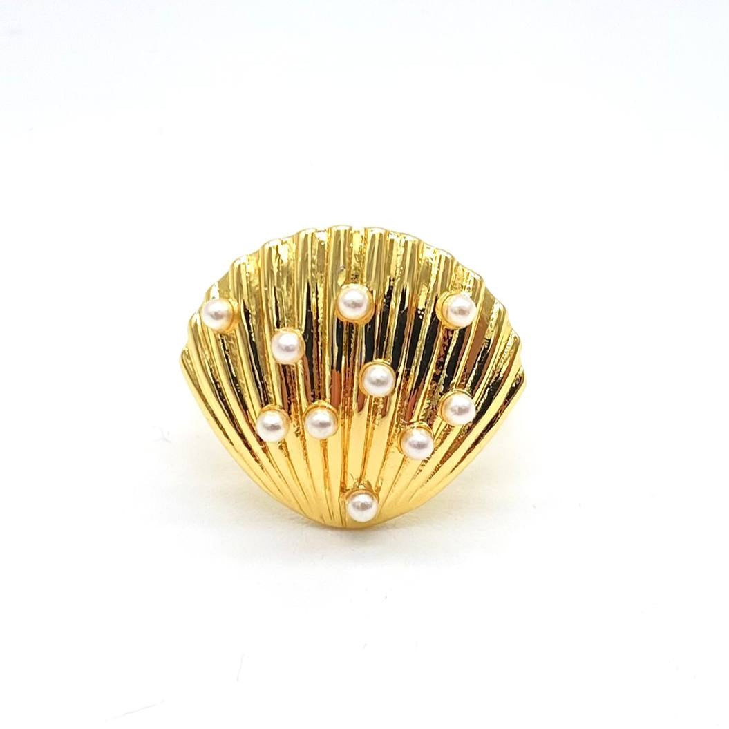 ANILLO CONCHA CON PERLAS