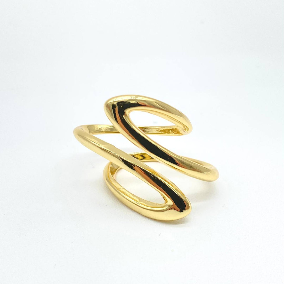 ANILLO CURVAS CHAPA DE ORO 18K