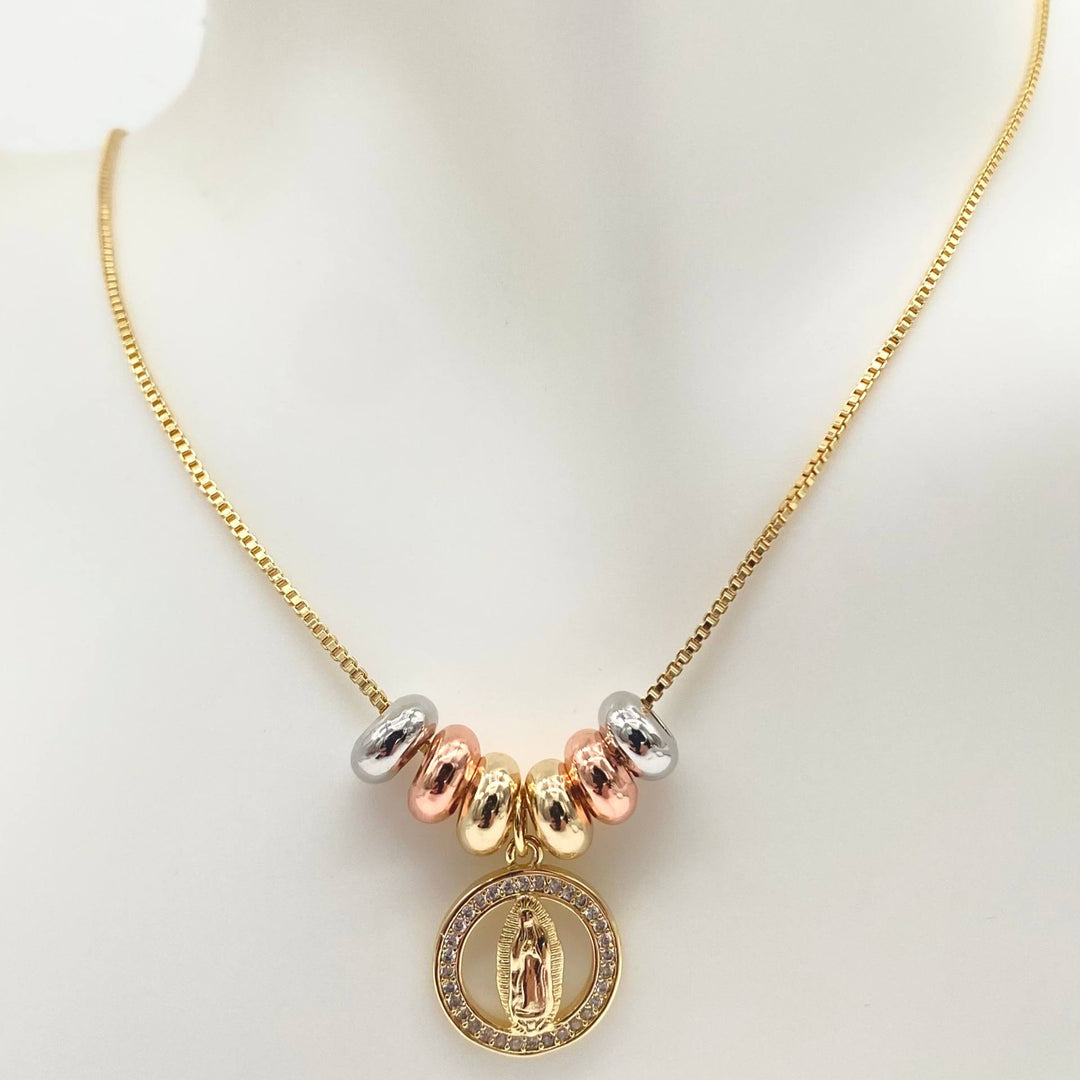 CADENA VIRGEN FLORENTINO CHAPA DE ORO 18K