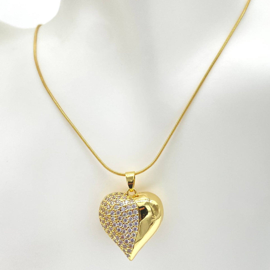 CADENA CORAZON CON PIEDRAS