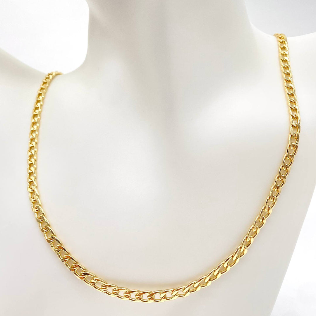 CADENA BARBADO CHAPA DE ORO 18K