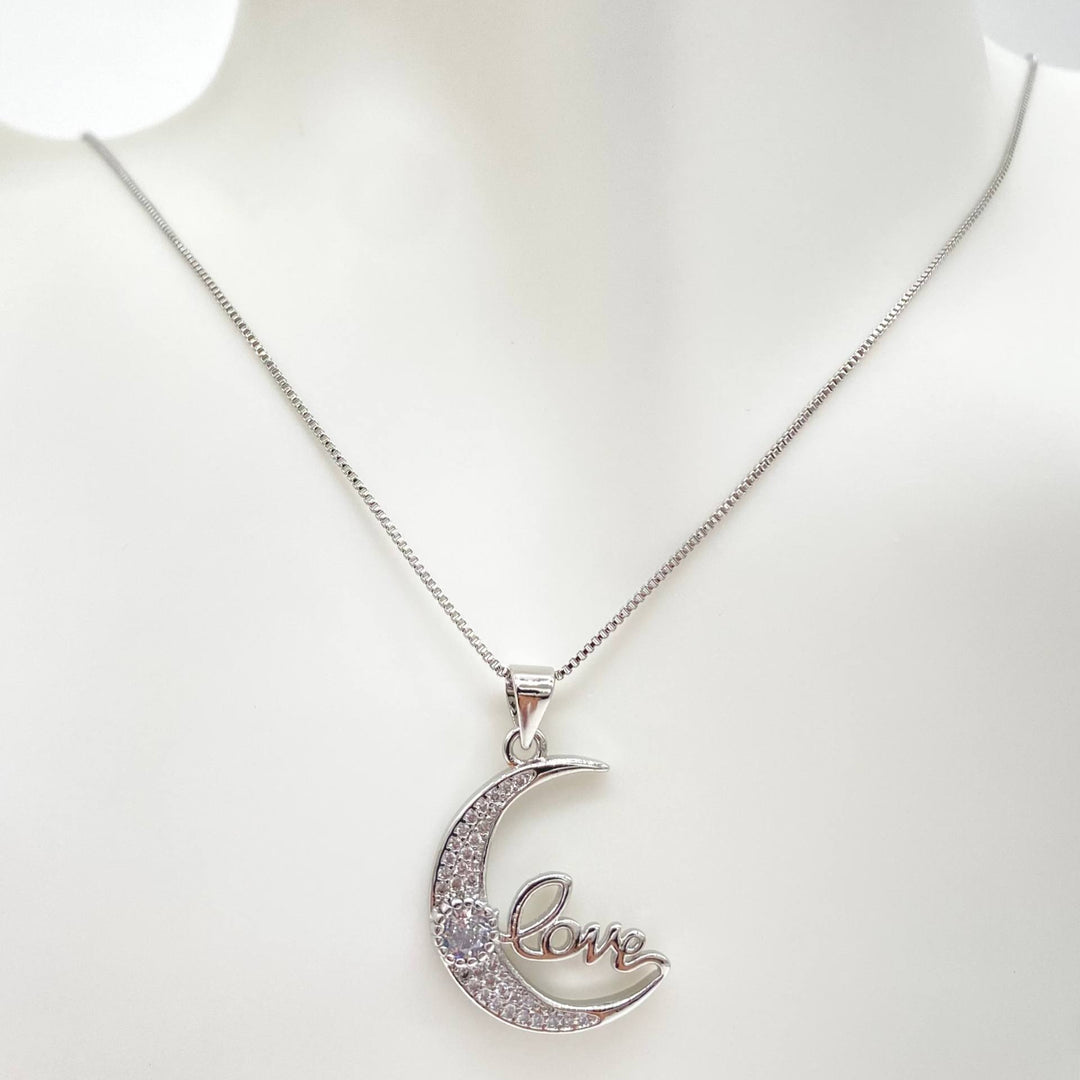CADENA CHAPA DE RODIO CON LUNA