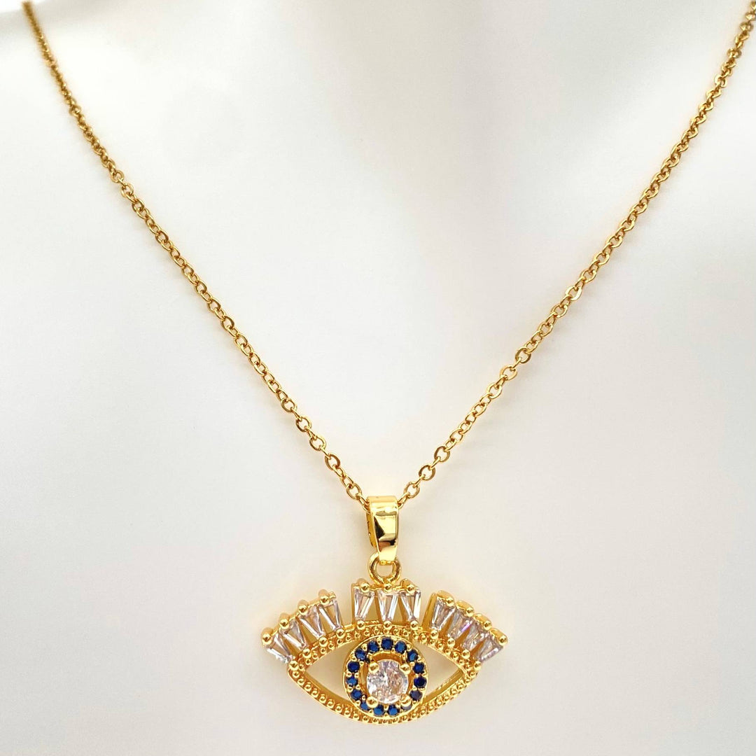 CADENA CHAPA DE ORO 18K, OJO TURCO