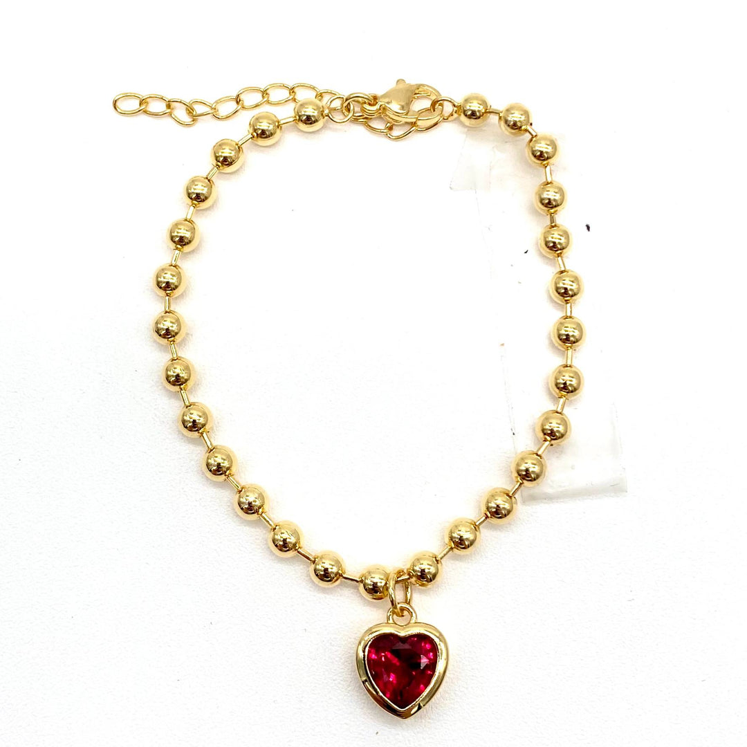 PULSO BOLAS CORAZON ROJO