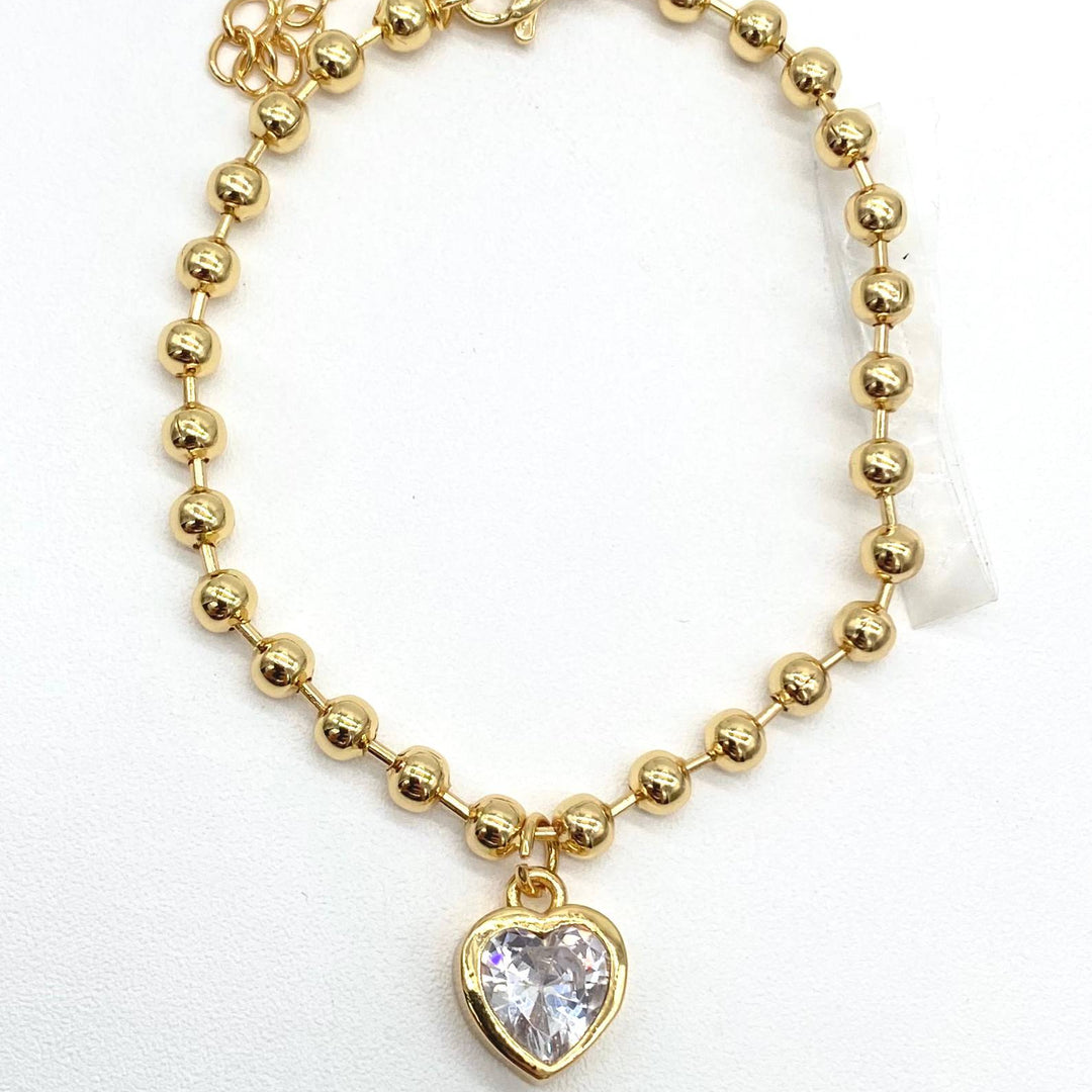 PULSERA BOLAS CON CORAZON