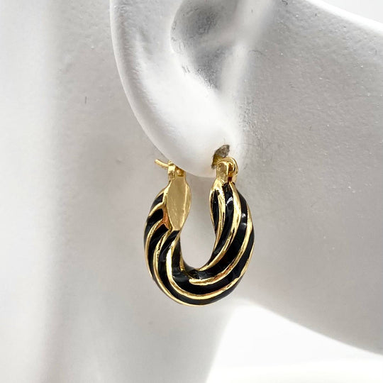 ARRACADA CHAPA DE ORO 18K NEGRO