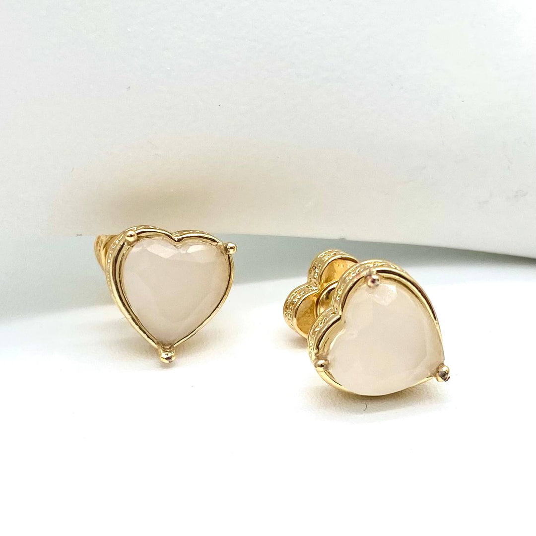 ARETE CORAZON CHAPA DE ORO 18K