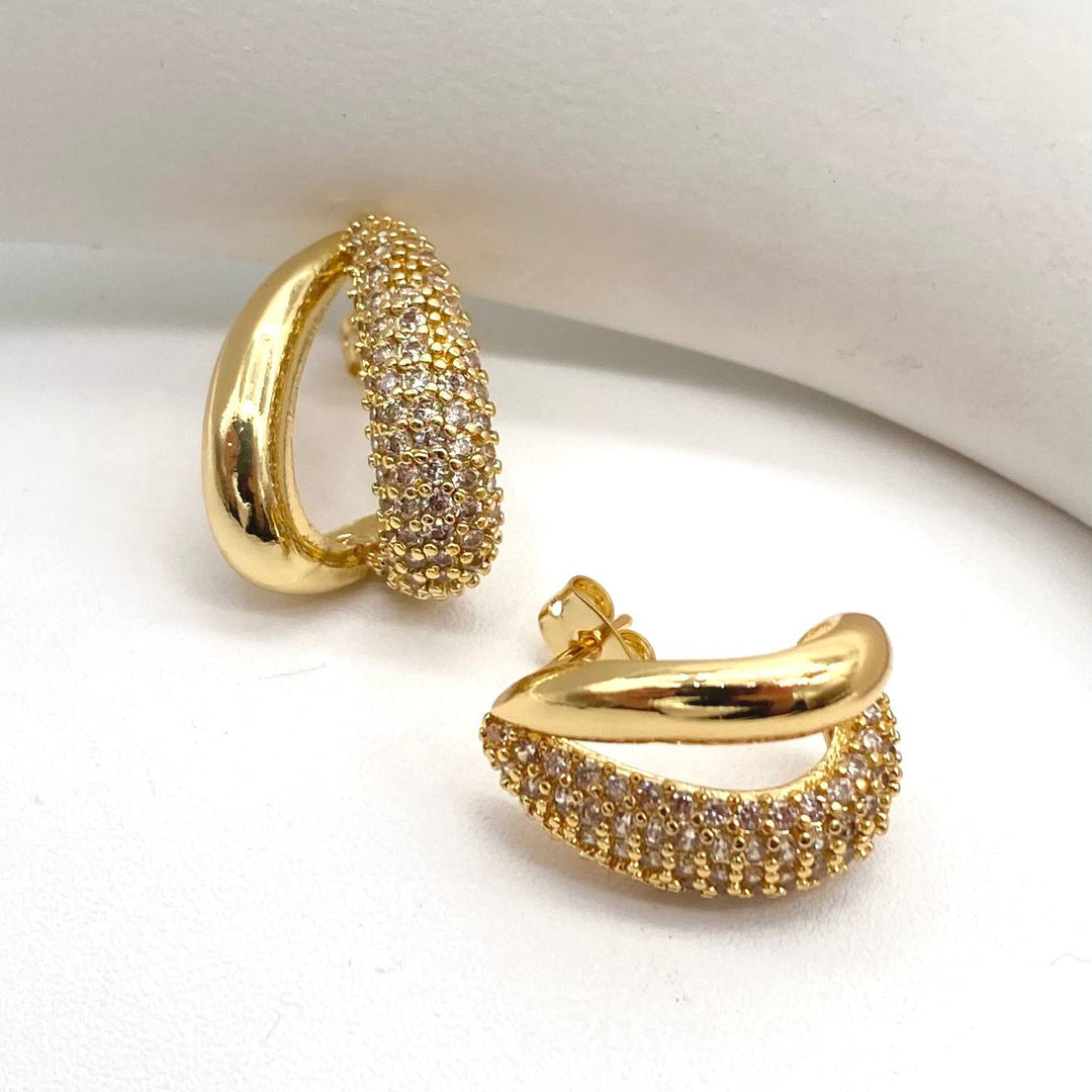 ARETE DOBLE CHAPA DE ORO 18K