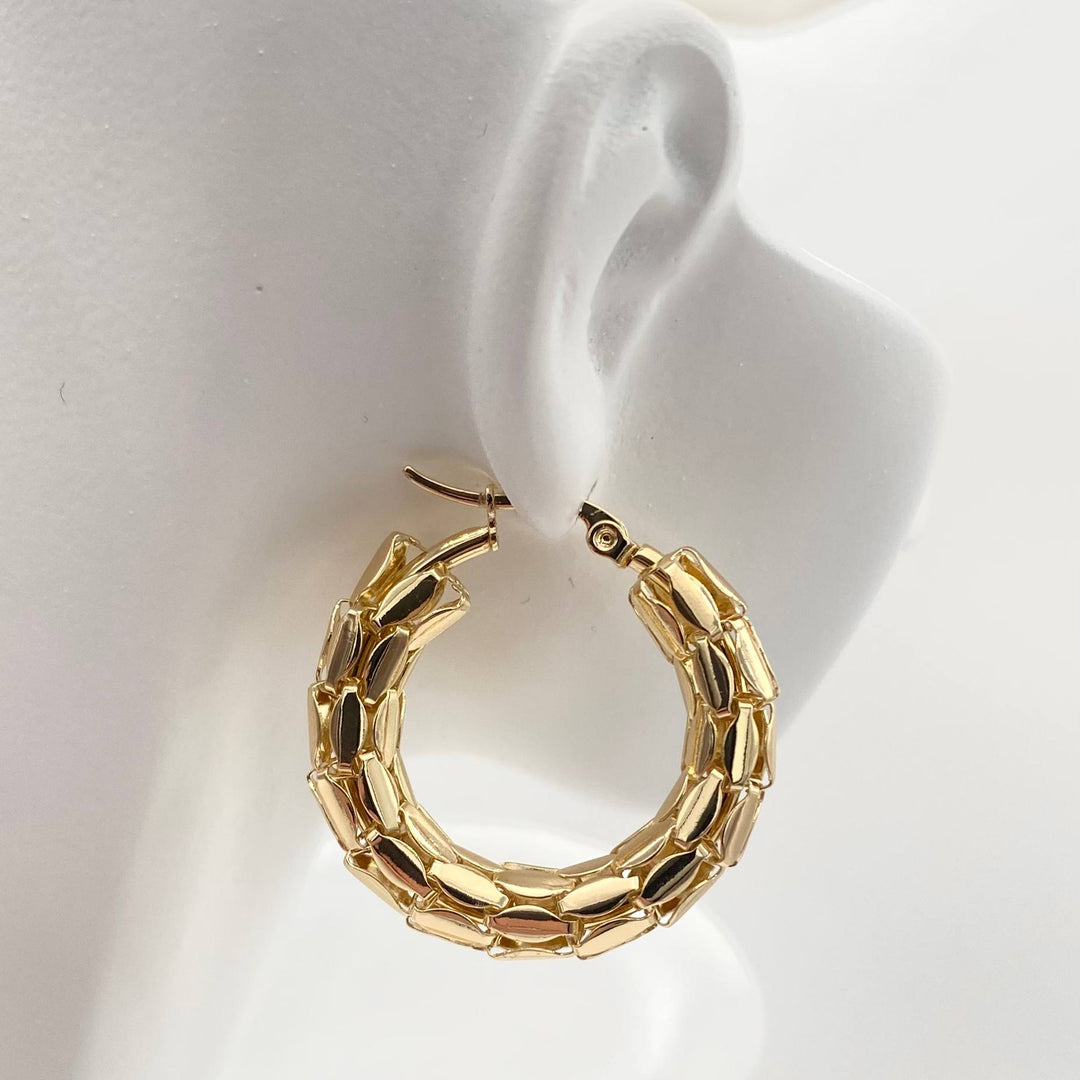 ARRACADA CHAPA DE ORO 18K