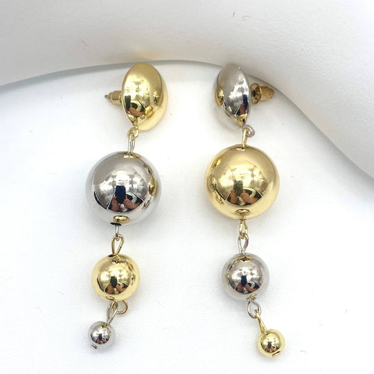 ARETE BOLAS CHAPA DE ORO 18K