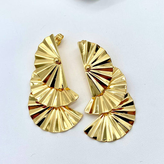 ARETE ABANICO CHAPA DE ORO 18K