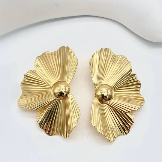 ARETE HOJA CHAPA DE ORO 18K