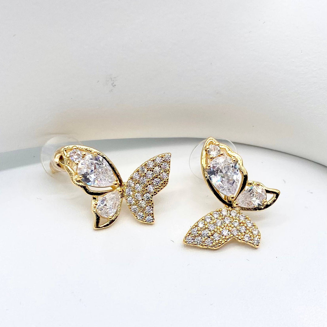 ARETE MARIPOSA CHAPA DE ORO 18K