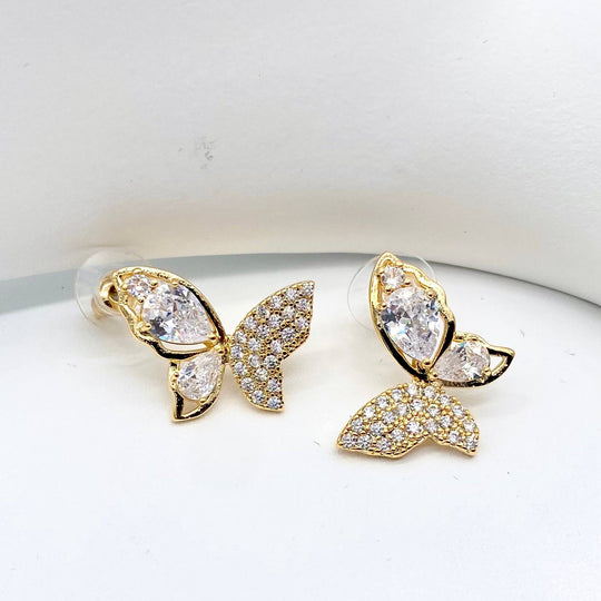 ARETE MARIPOSA CHAPA DE ORO 18K
