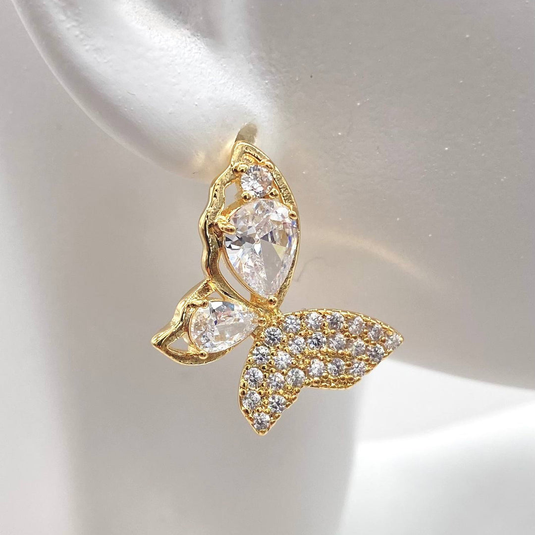 ARETE MARIPOSA CHAPA DE ORO 18K