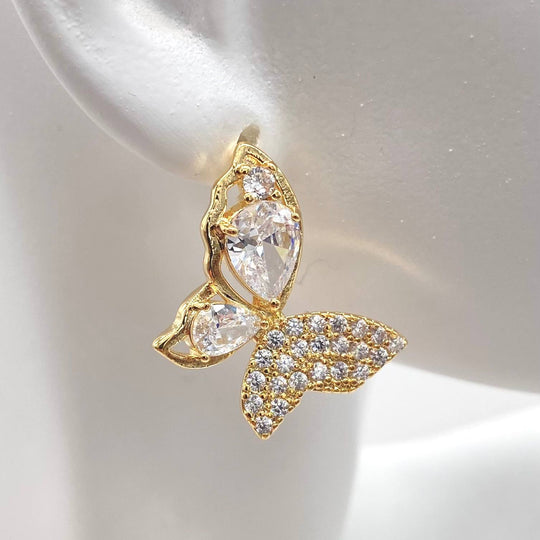 ARETE MARIPOSA CHAPA DE ORO 18K