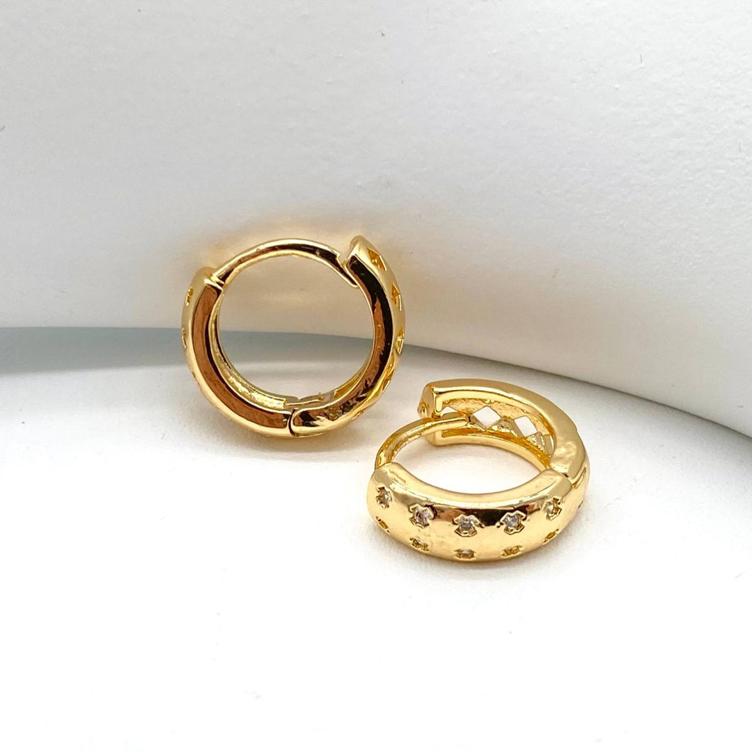 HUGGIE ESTRELLAS CHAPA DE ORO 18K