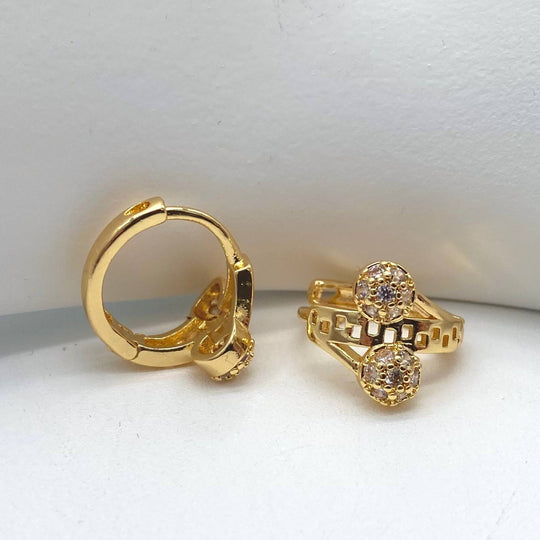 HUGGIE DOS CIRUCLOS CHAPA DE ORO 18K