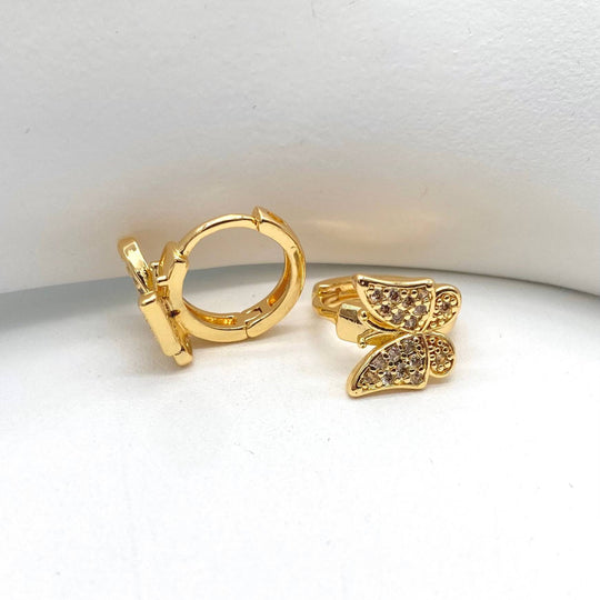 HUGGIE EN CHAPA DE ORO 18K, MARIPOSA