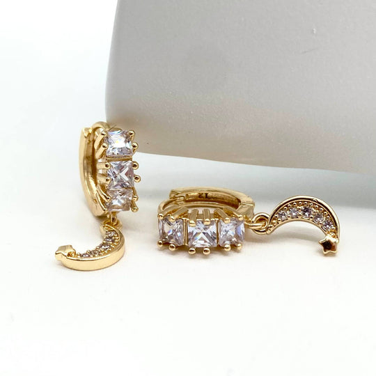 HUGGIE EN CHAPA DE ORO 18K, LUNA