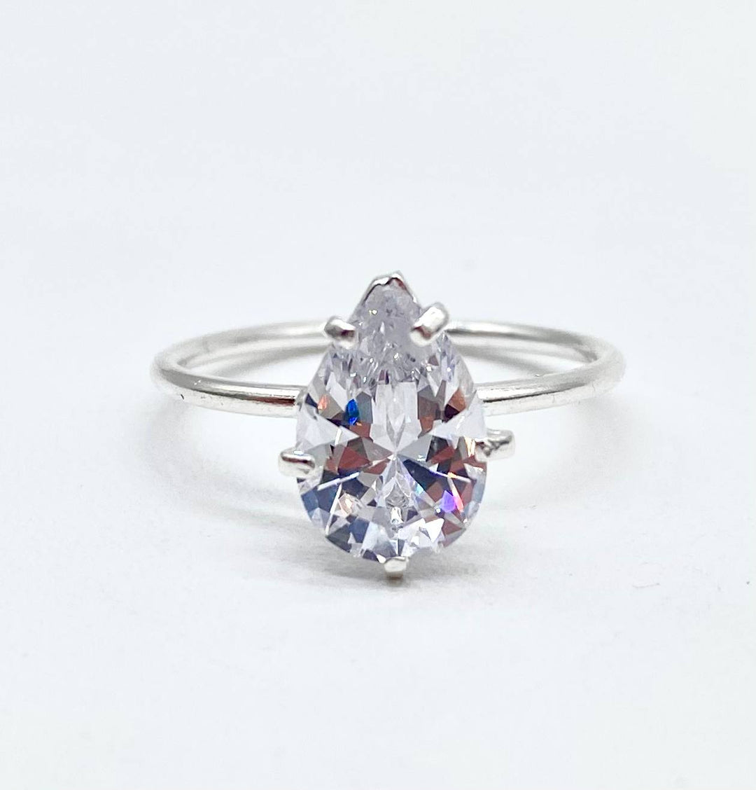ANILLO SOLITARIO GOTA PLATA 925