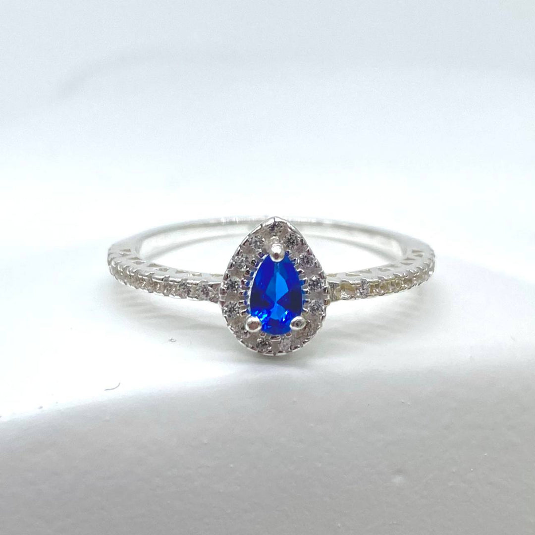 ANILLO GOTA AZUL PLATA 925