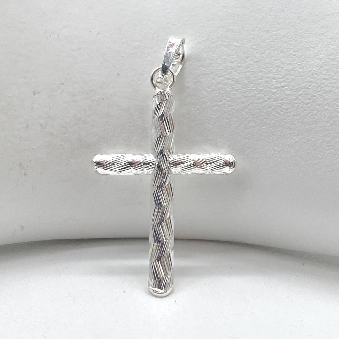 DIJE CRUZ DIAMANTADO PLATA 925