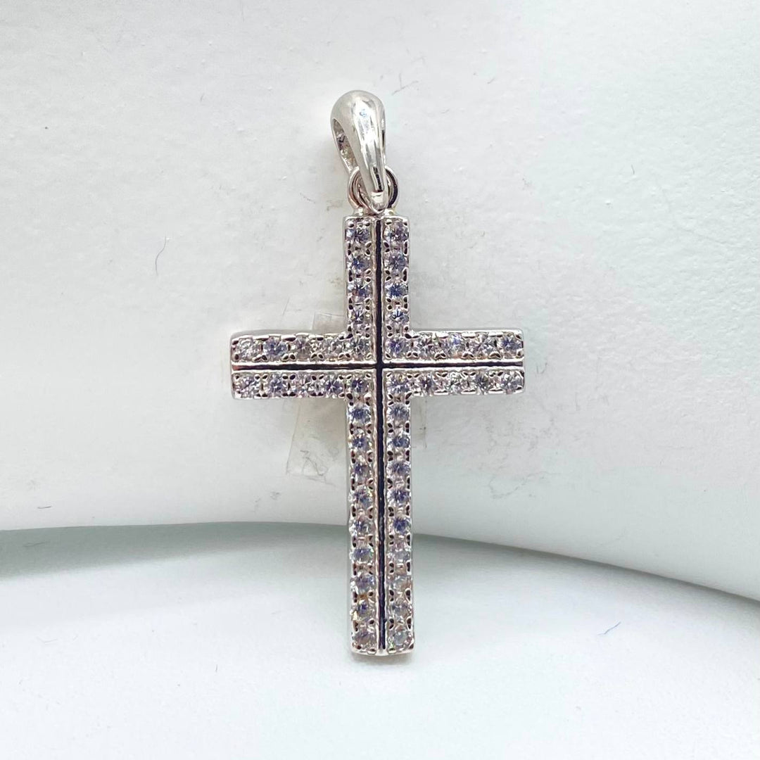 DIJE CRUZ CON ZIRCONIA PLATA 925