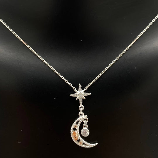CADENA CON DIJE LUNA PLATA 925