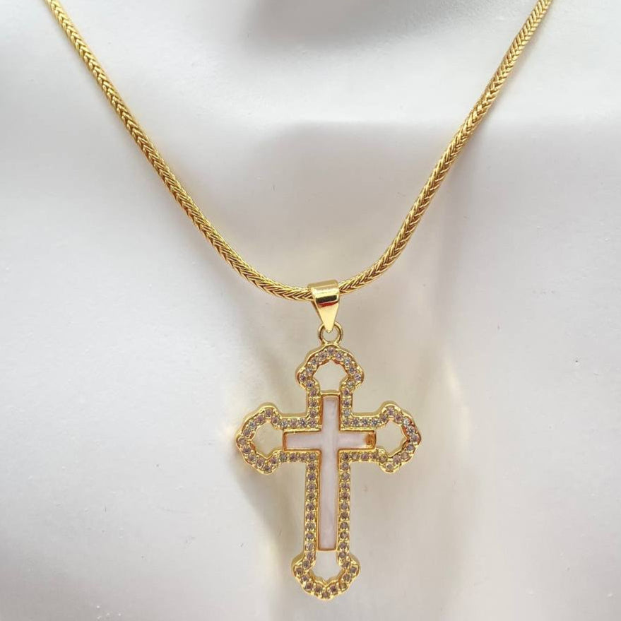 CADENA CRUZ CHAPA DE ORO 18K