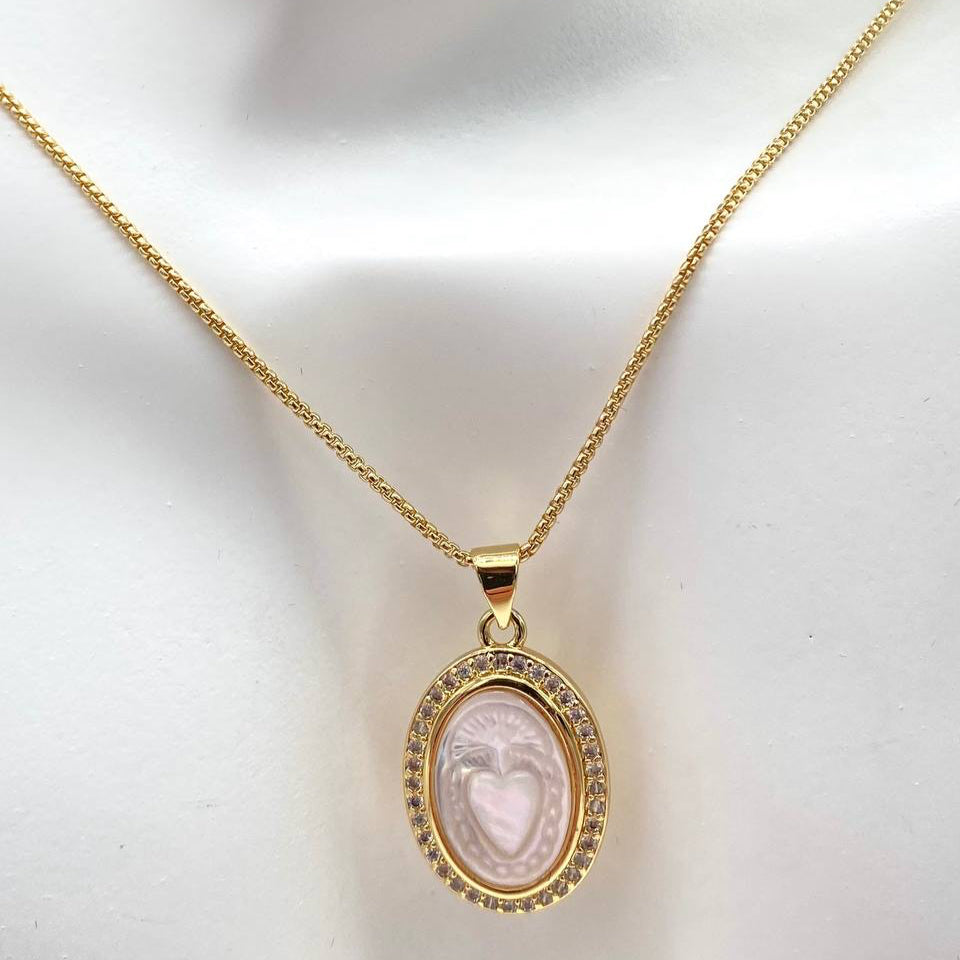 CADENA SAGRADO CORAZON PERLA