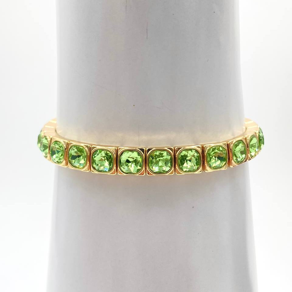 PULSO ZIRCONIA VERDE CHAPA DE ORO 18K