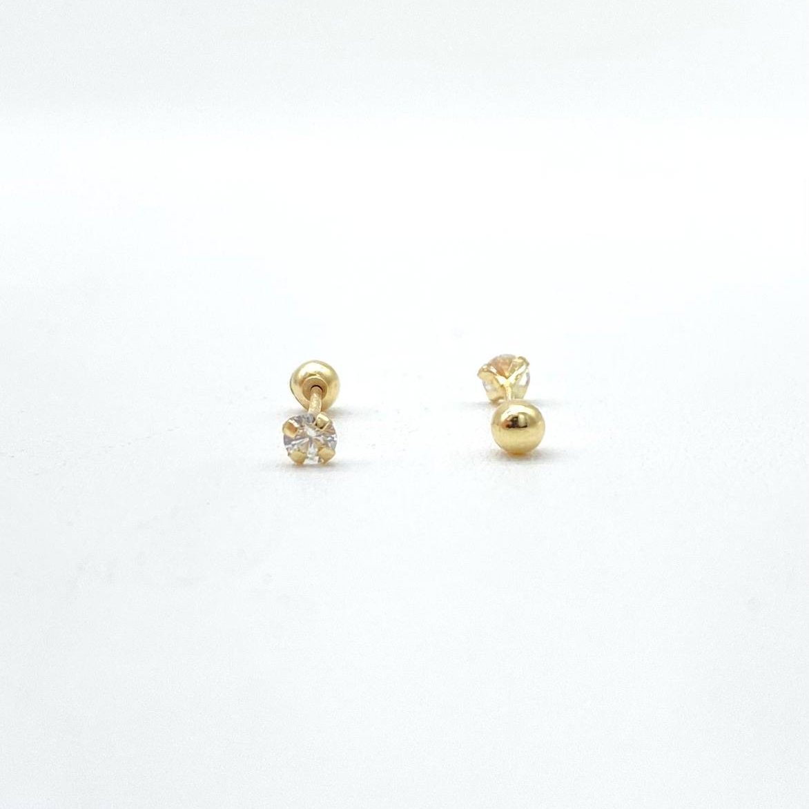 Broqueles zirconia 2.5mm oro 10K garantizado aretes tipo diamante Mael