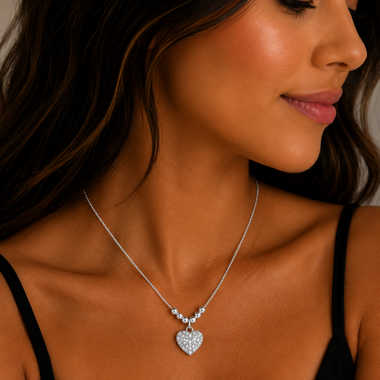 Collar de Plata 925 con Dije de Corazón y Zirconias | Mael Joyería