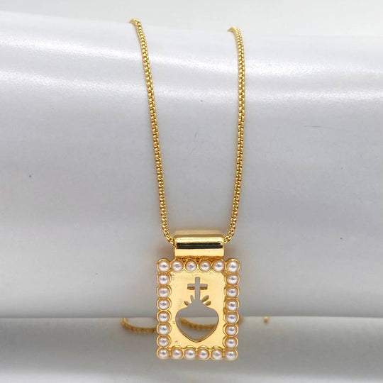 CADENA SAGRADO CORAZÓN CHAPA DE ORO 18K