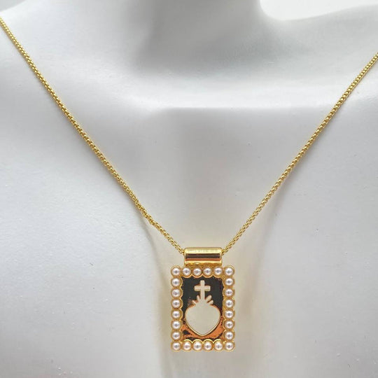 CADENA SAGRADO CORAZÓN CHAPA DE ORO 18K