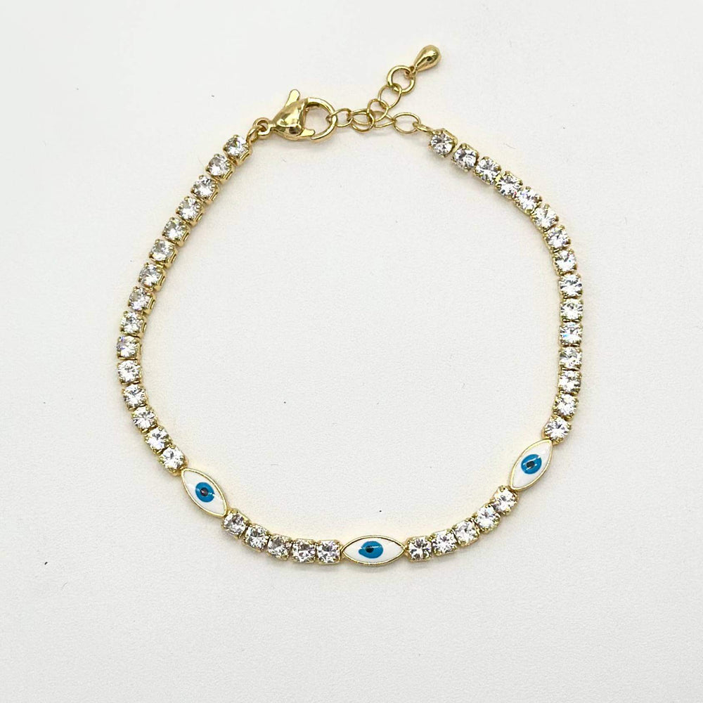 Pulsera Ojo Turco Blanco - Chapa De Oro 18K | Mael