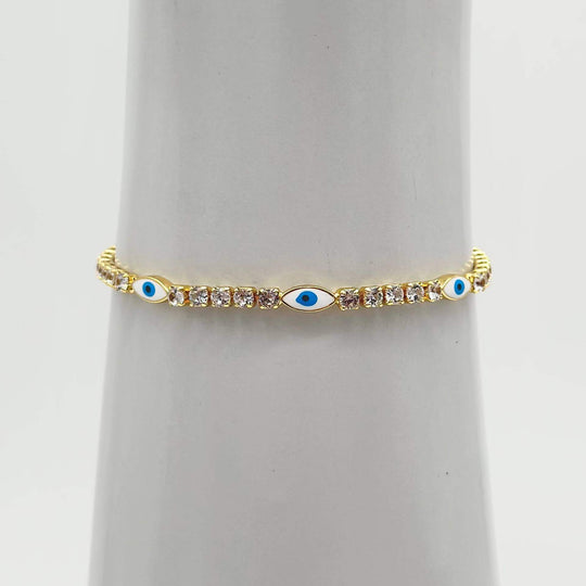 Pulsera Ojo Turco Blanco - Chapa De Oro 18K | Mael