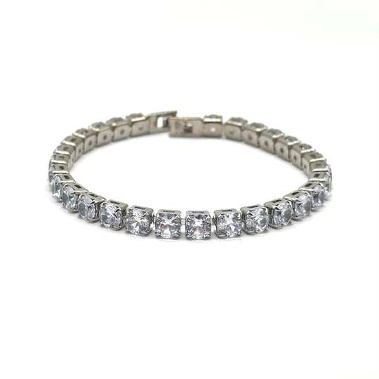 Pulsera Plateada Tipo Tennis - Chapa De Rodio 18K | Mael