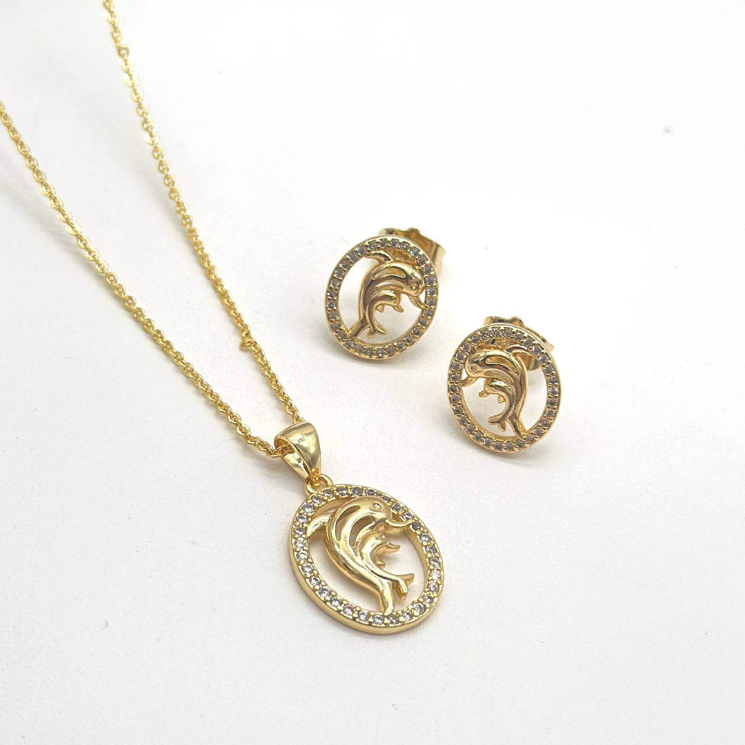 Juego De Delfines - Chapa De Oro 18K | Mael