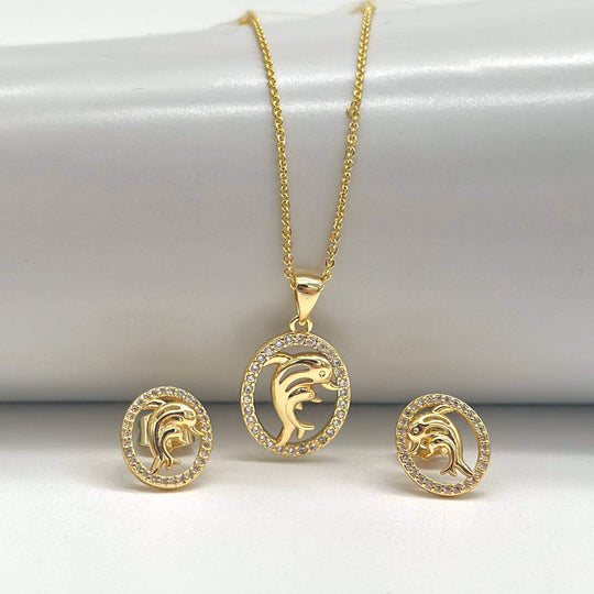 Juego De Delfines - Chapa De Oro 18K | Mael
