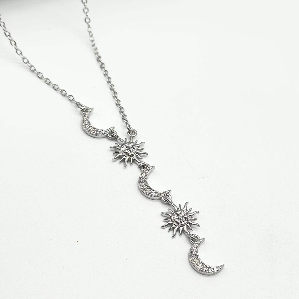 Cadena Larga Sol-Luna - Chapa De Rodio 18K | Mael