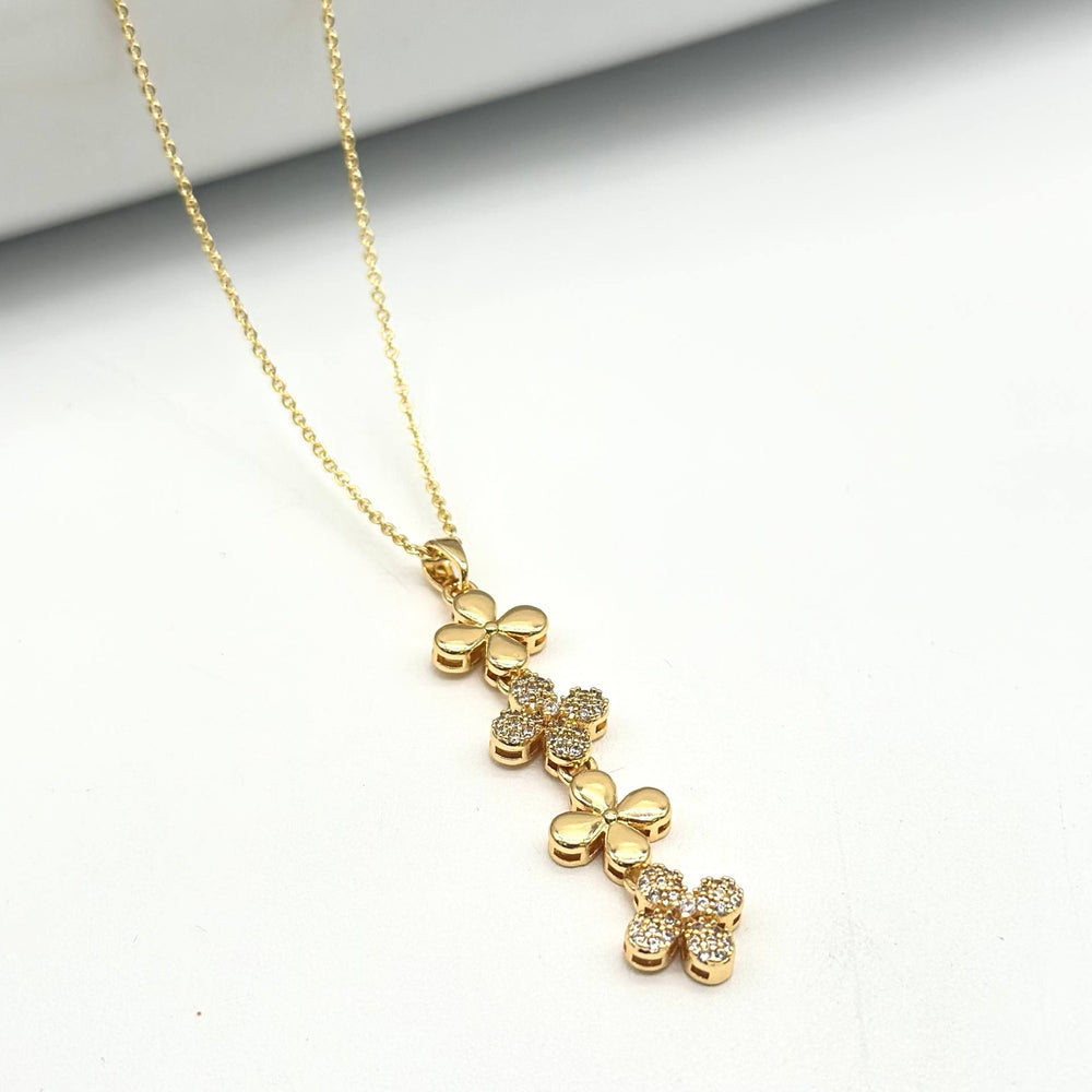 Cadena Larga De Flores-Trebol - Chapa De Oro 18K | Mael