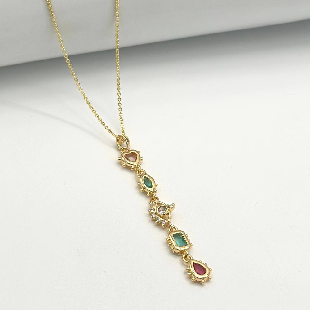 Cadena Larga De Figuras Colores- Chapa De Oro 18K | Mael