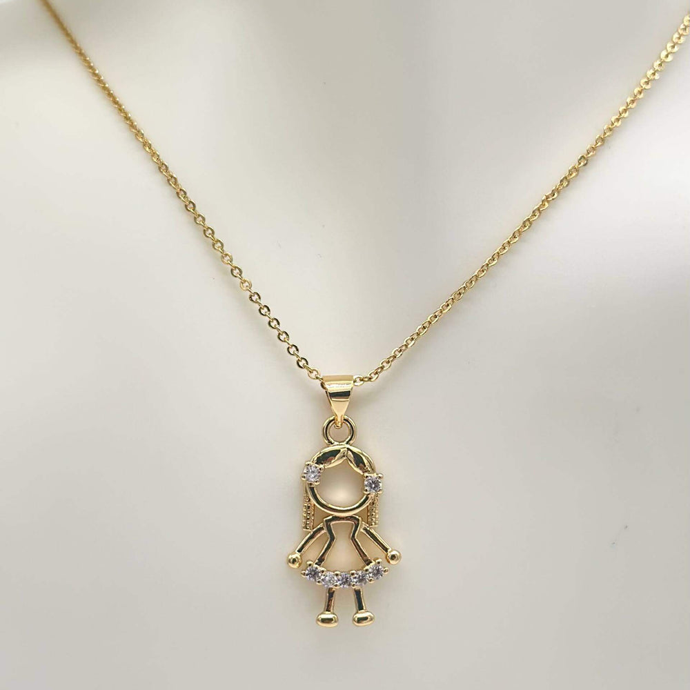Cadena Con Dije De Niña - Chapa De Oro 18K | Mael