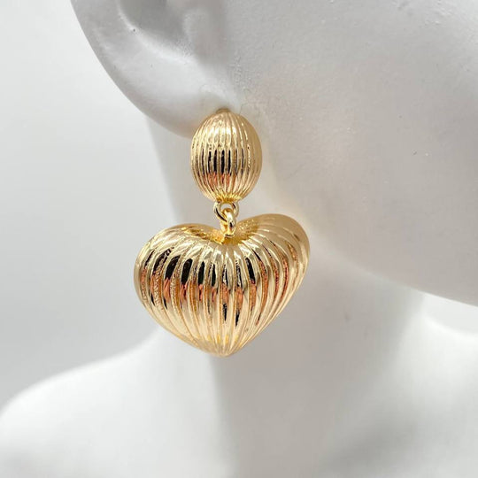 ARETE CORAZON COLGANTE CHAPA DE ORO 18K