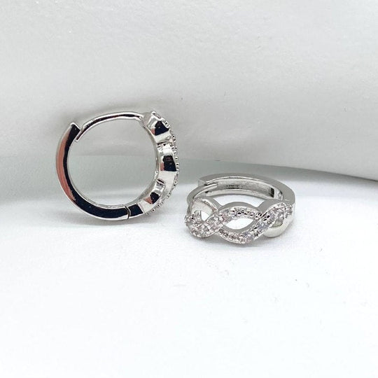 HUGGIE ENLAZADO EN CHAPA DE RODIO 18K