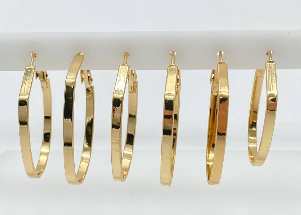 ARRACADA TRIO TRIPLE CHAPA DE ORO 18K