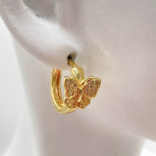 HUGGIE MARIPOSA CHAPA DE ORO 18K