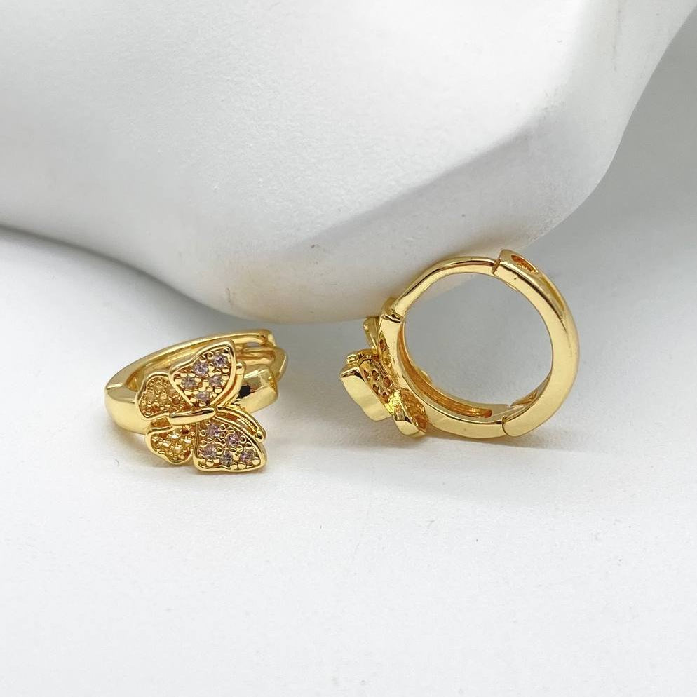 HUGGIE MARIPOSA CHAPA DE ORO 18K